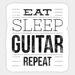 Eat Sleep Guitar Repeat Black Letter T-shirt Sticker